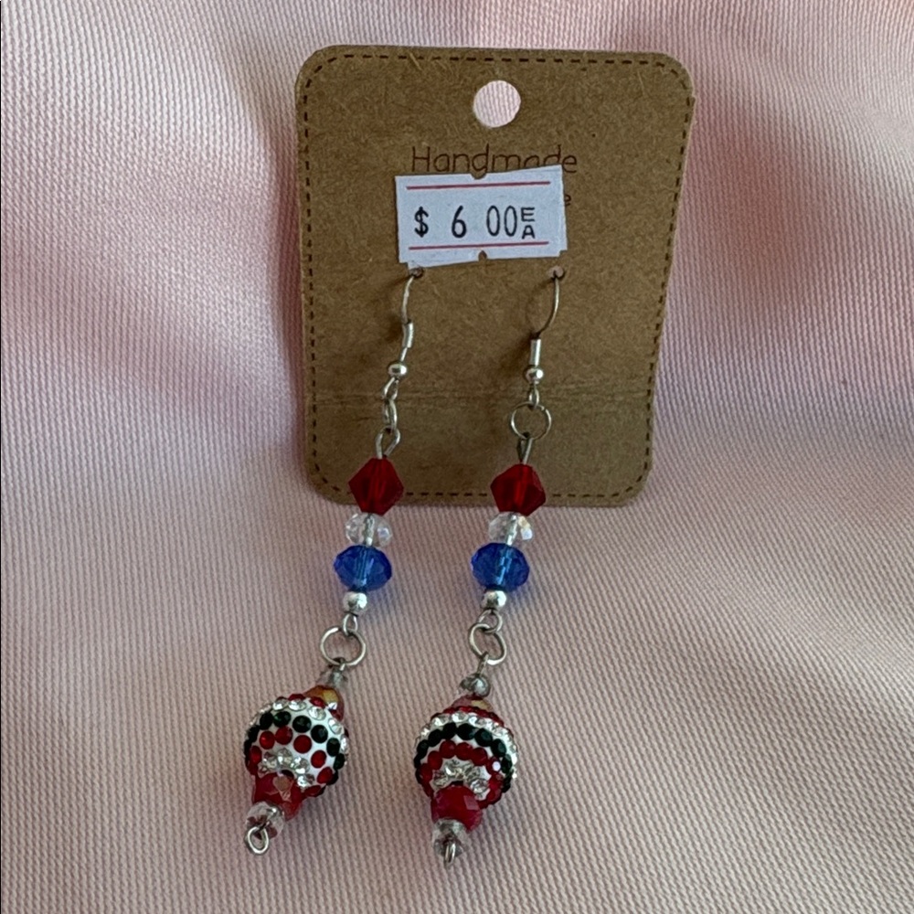 4th of July Rhinestones Beaded Dangle Earrings